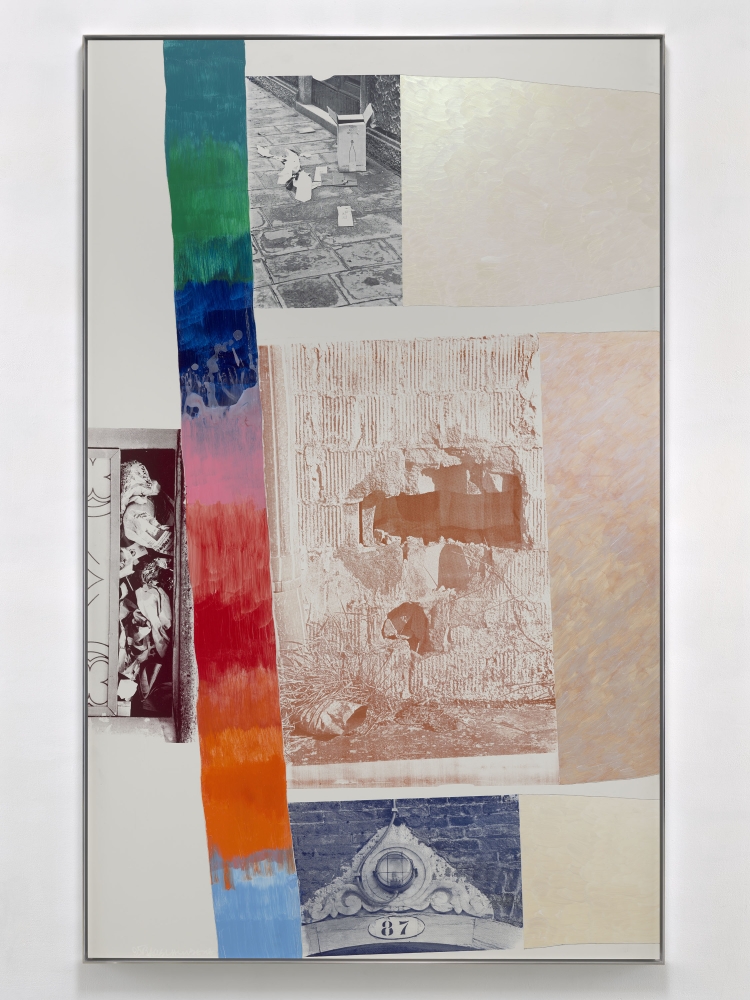 Holdings (Vydock)

1995

silkscreen ink, acrylic, and graphite on bonded aluminum

97 x 60 &amp;frac34; inches (246.4 x 154.3 cm)

&amp;copy; 2022 The Robert Rauschenberg Foundation, Licensed by VAGA at Artists Rights Society (ARS), New York. Photo: Ron Amstutz, courtesy of The Robert Rauschenberg Foundation and Mnuchin Gallery, New York.