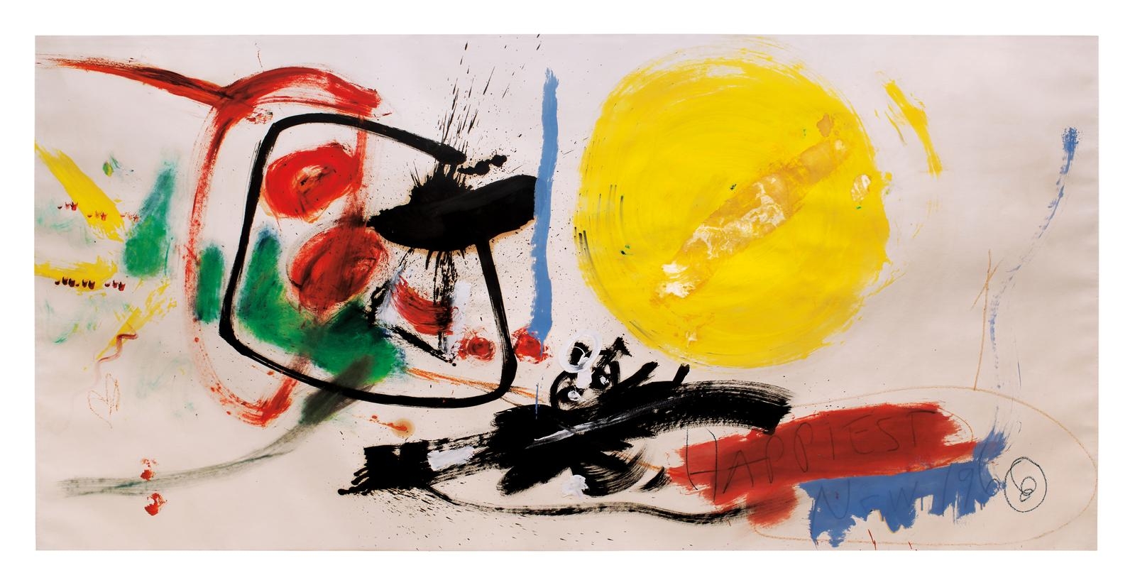 Helen Frankenthaler
New Year Greeting
December 1959
mixed media on paper
42 1/2 x 85 1/4 inches (108 x 216.5 cm)&amp;nbsp;