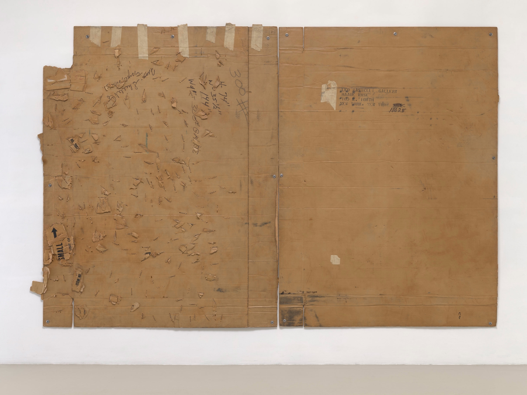 Robert Rauschenberg, Castelli / Small Turtle Bowl (Cardboard), 1971, cardboard and staples on cardboard, 94 &amp;frac12;&amp;nbsp; x 145 ⅝ x 2 ⅛ inches (240 x 370 x 5.5 cm)&amp;nbsp;