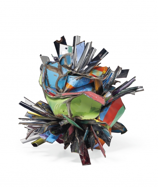 John Chamberlain

Smilingknuckles

2008

painted and chromium-plated steel

10 &amp;frac12; x 8 &amp;frac34; x 7 ⅞ inches (26.7 x 21 x 20 cm)